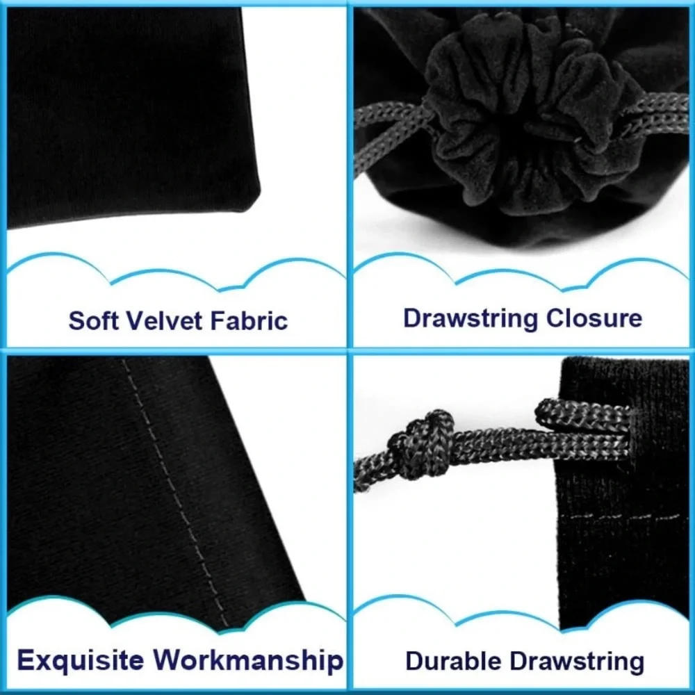 Black Velvet Drawstring Bags - Picture 2 of 3